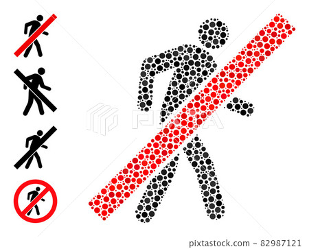 Dotted Stop Walking Man Collage of Round Dots and Bonus Icons Dotted Stop Walking Man Collage of Round Dots and Bonus Icons 82987121