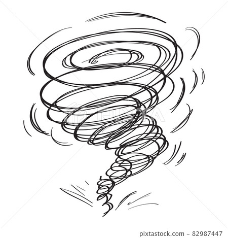Hand Drawn Tornado, Sketched Doodle Whirlwind, Scribble Swirl 82987447