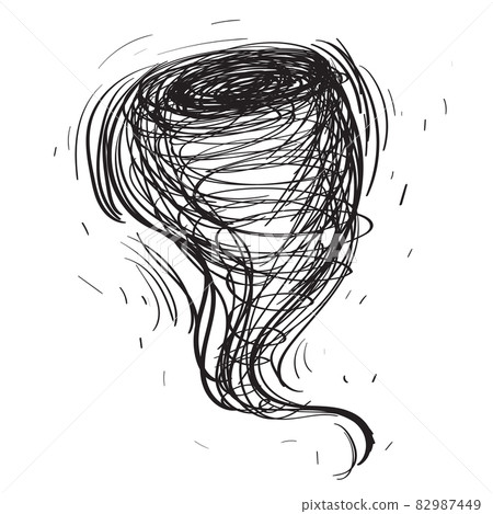 Hand Drawn Tornado, Sketched Doodle Whirlwind, Scribble Swirl 82987449