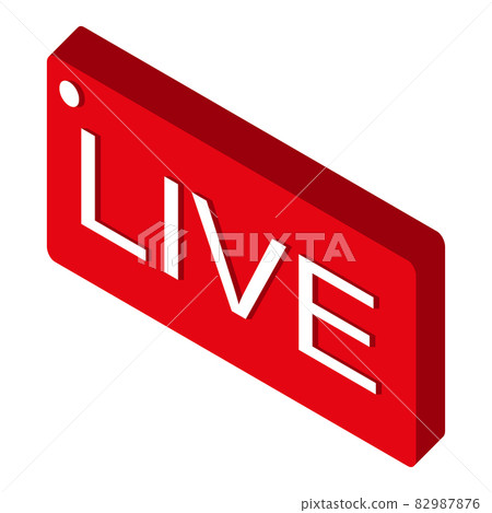 Isometric icon, live speech. Live streaming video. Red symbol and button for live broadcast, online broadcast. Red button for live and online programs. Vector Isometric icon, live speech. Live streaming video. Red symbol and button for live broadcast, online broadcast. Red button for live and online programs. Vector 82987876