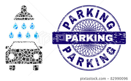 Scratched Parking Badge and Geometric Car Shower Mosaic Scratched Parking Badge and Geometric Car Shower Mosaic 82990096