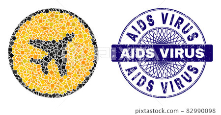 Distress AIDS Virus Stamp Seal and Geometric Airplane Danger Mosaic Distress AIDS Virus Stamp Seal and Geometric Airplane Danger Mosaic 82990098