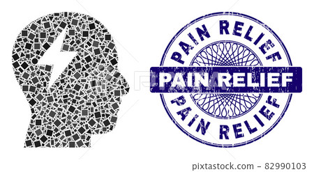 Grunge Pain Relief Seal and Geometric Brainstorming Mosaic Grunge Pain Relief Seal and Geometric Brainstorming Mosaic 82990103