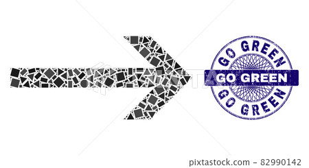 Scratched Go Green Stamp Seal and Geometric Arrow Right Mosaic 82990142