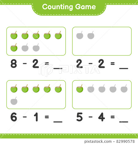 Counting game, count the number of Coconut and... - Stock Illustration ...