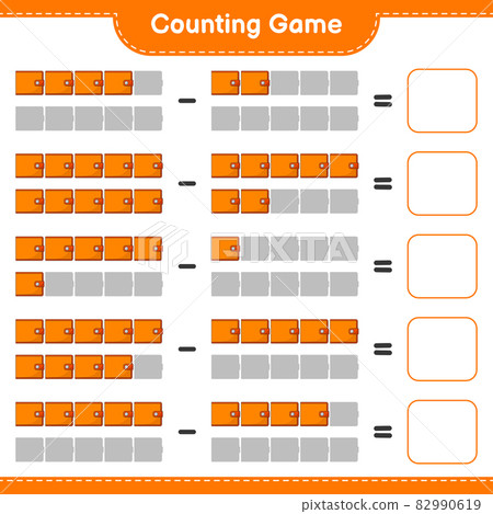 Counting game, count the number of Wallet and write the result. Educational children game, printable worksheet, vector illustration Counting game, count the number of Wallet and write the result. Educational children game, printable worksheet, vector illustration 82990619