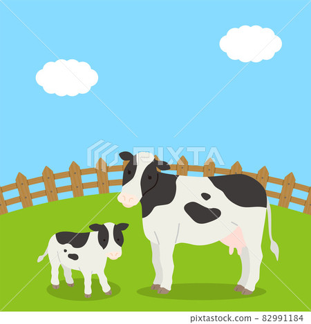 Illustration of cow parent and child 82991184