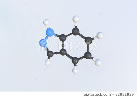 Indazole molecule made with balls, scientific molecular model. 3D rendering Indazole molecule made with balls, scientific molecular model. 3D rendering 82991959