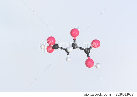 Malic acid molecule made with balls, isolated... - Stock Illustration ...