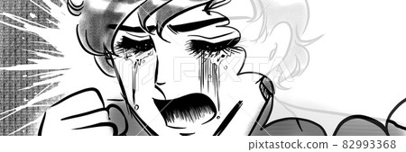 70's Shojo Manga A handsome boy with a natural perm holding a fist and crying 70's Shojo Manga A handsome boy with a natural perm holding a fist and crying 82993368