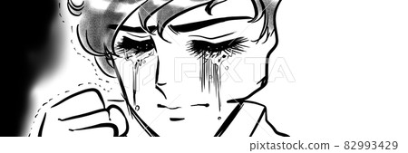 70's Shojo Manga A handsome boy with a natural perm holding a fist and crying 70's Shojo Manga A handsome boy with a natural perm holding a fist and crying 82993429