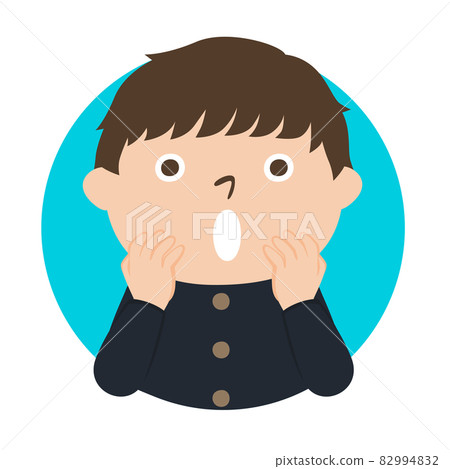 一名男學生的插圖。一個對某事感到驚訝的男孩。 82994832