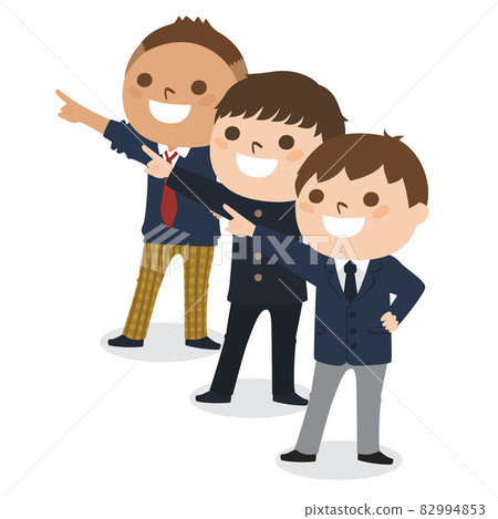 Illustration of boys. Boys in uniforms pointing to the future. 82994853