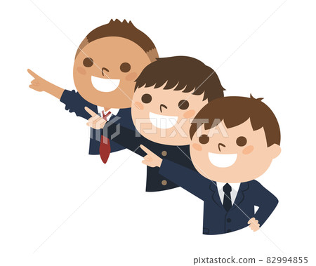 Illustration of boys. Boys in uniforms pointing to the future. Illustration of boys. Boys in uniforms pointing to the future. 82994855