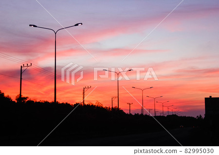 A sunset on the road in Sac forest, Can Gio district, Ho Chi Minh city A sunset on the road in Sac forest, Can Gio district, Ho Chi Minh city 82995030