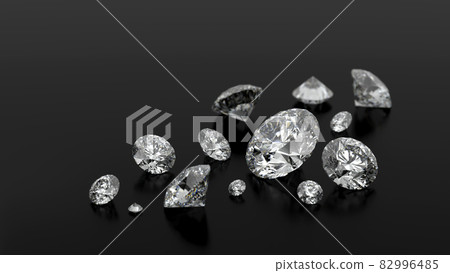 3D rendering of many diamonds on a black background 3D rendering of many diamonds on a black background 82996485