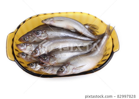 Smelt fish isolated on white. Pacific smelt variety 82997828