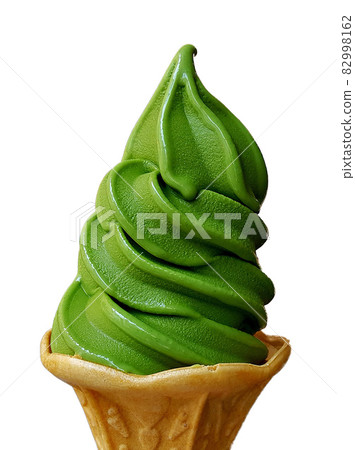 Isolate on white of soft green tea ice cream cone Isolate on white of soft green tea ice cream cone 82998162