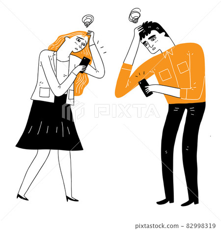 People are frustrated with something received on the smartphone. 82998319