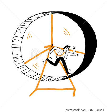 Business concept, success, competition, businessman running on wheel 82998351