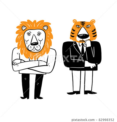 Office living business ideas, well dressed men or women, their heads are animals. 82998352