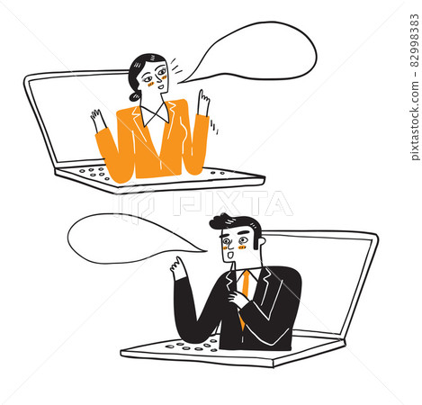 Illustration of a businessman working remotely 82998383