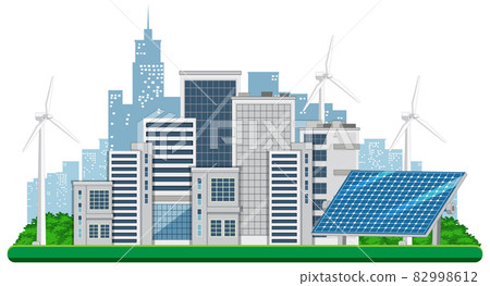 Green energy generated by wind turbine and solar panel 82998612