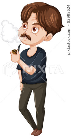 A man smoking cartoon character on white background 82998624