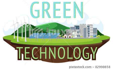 Green energy generated by wind turbine and solar panel 82998658