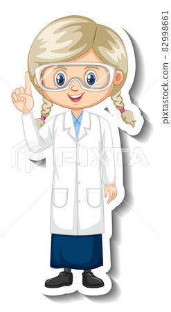 Scientist girl cartoon character sticker Scientist girl cartoon character sticker 82998661
