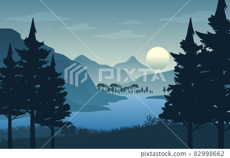 Silhouette forest landscape background Silhouette forest landscape background 82998662