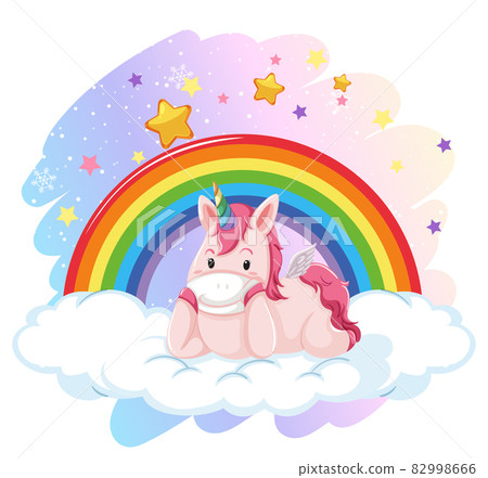 Cute unicorn in the pastel sky with rainbow 82998666