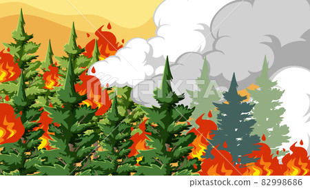 Thumbnail design with fire in the forest Thumbnail design with fire in the forest 82998686