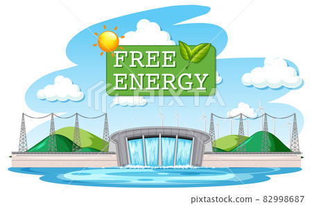 Hydro Power Plants generate electricity with free energy banner 82998687