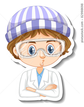 Scientist boy cartoon character sticker 82998698