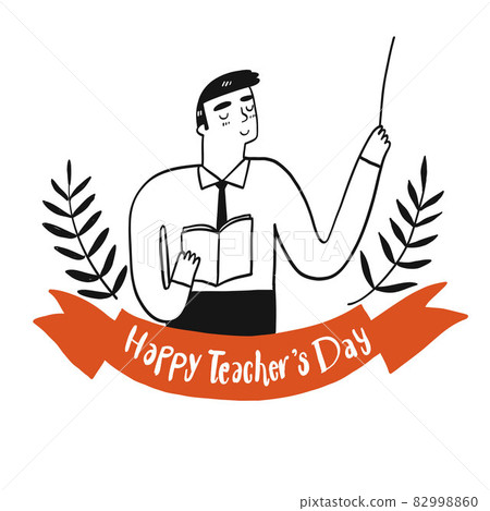 Teacher holding a book with the happy teacher's day sign. 82998860