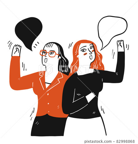 Hand drawn two girls say hi to each other 82998868