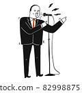 Hand drawn a man in black suit speaking the speech 82998875