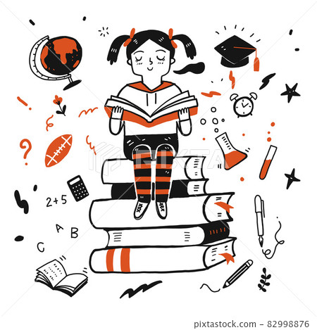 Young student girl reading a book Young student girl reading a book 82998876