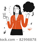 Pretty woman holding cup of coffee and talking 82998878