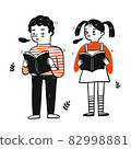 Young students boy and girl holding book 82998881