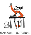 Young student girl lift her hand 82998882
