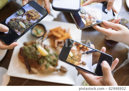 Group of friend taking picture with smart phone Group of friend taking picture with smart phone 82998932