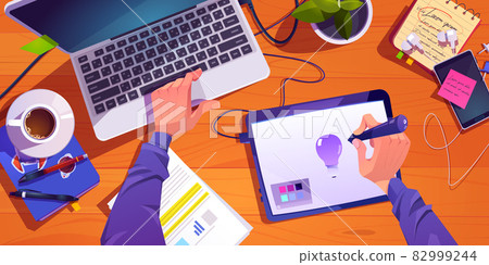 Illustrator designer working process at workplace 82999244