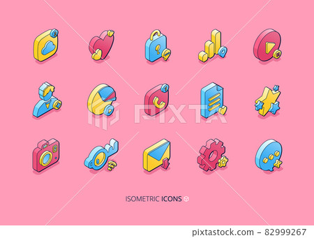 Isometric icons for social media and website 82999267