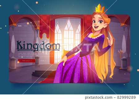 Kingdom banner with princess in medieval castle 82999289