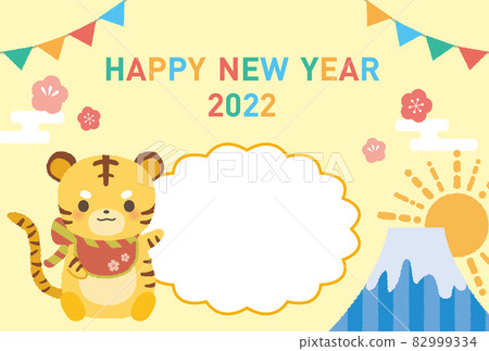 2022 New Year's card illustration Tiger year frame Mt. Fuji 82999334