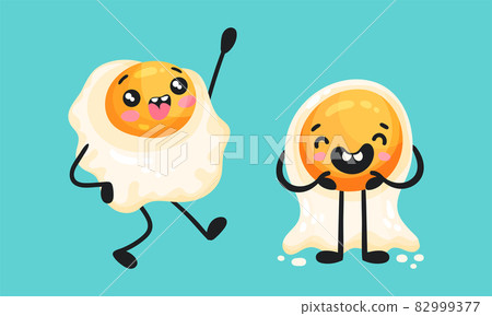 Fried eggs funny breakfast characters set vector illustration Fried eggs funny breakfast characters set vector illustration 82999377