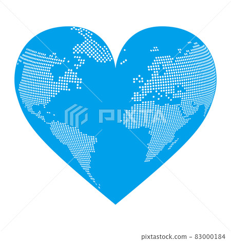 三維心形地球圖、大西洋中心地圖、點描繪、信息圖表 三維心形地球圖、大西洋中心地圖、點描繪、信息圖表 83000184