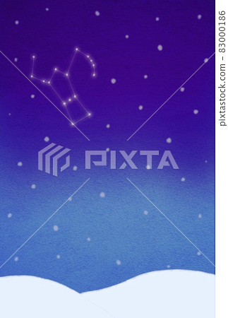 冬季夜空雪原和獵戶座垂直書寫 83000186